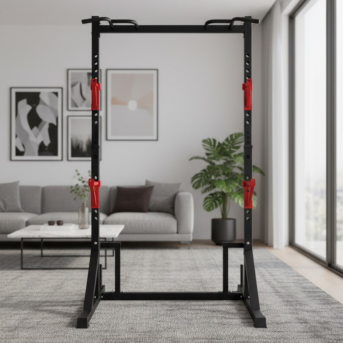 Heavy Equipment Gym - 調整可能なパワーラック、懸垂バー付きホームジムスクワットスタンド、頑丈なフィットネス機器