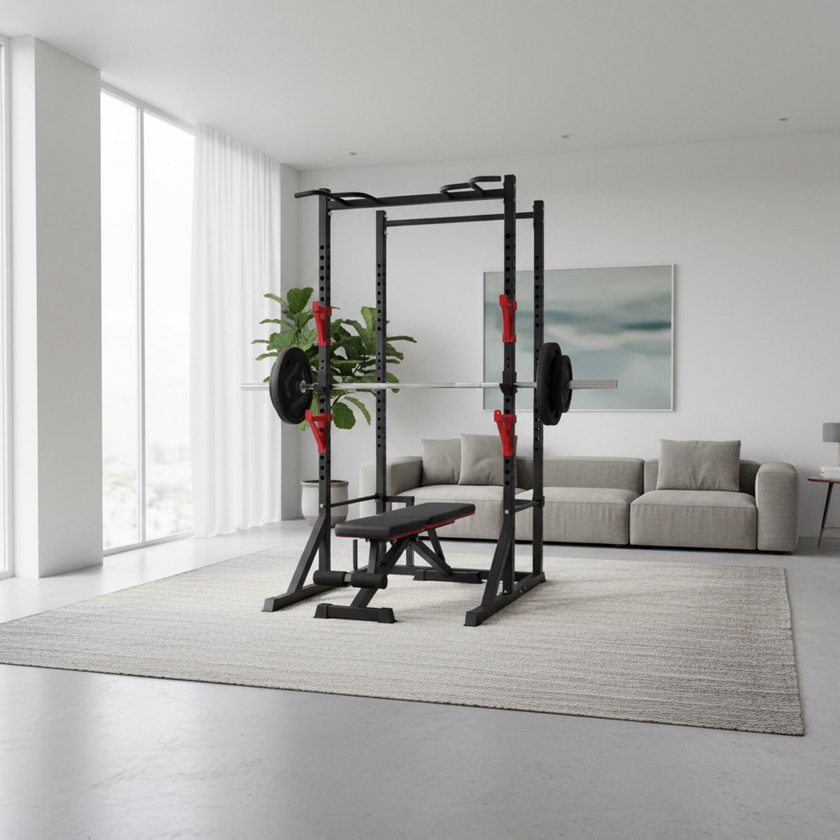 調整可能なパワーラック、懸垂バー付きホームジムスクワットスタ - Heavy Equipment Gym のレビューと価格