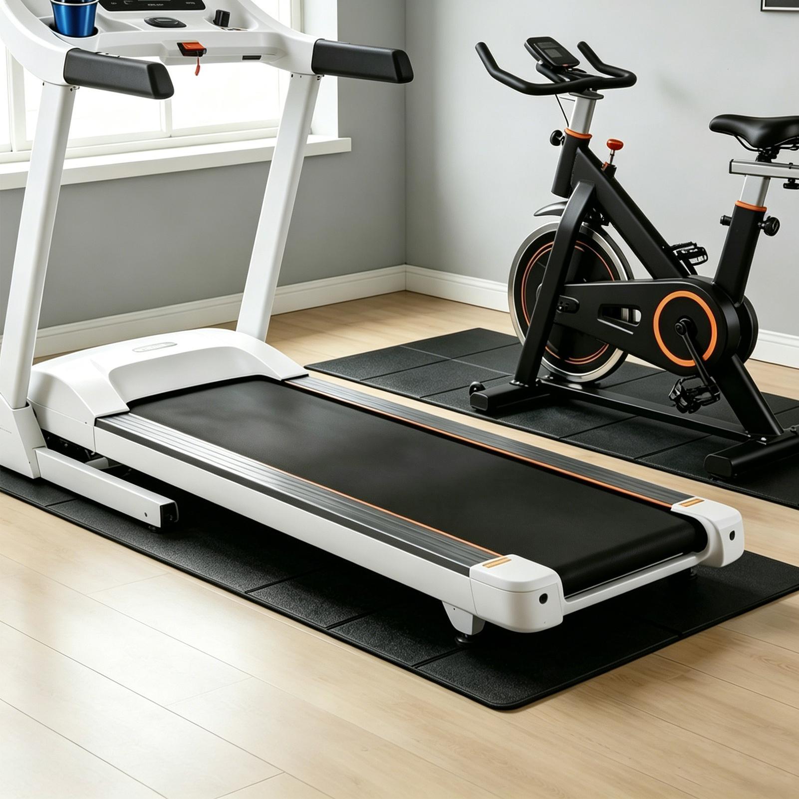 トレッドミルマットの下に置く、頑丈な防水折りたたみ式トレッド - Heavy Equipment Gym のレビューと価格